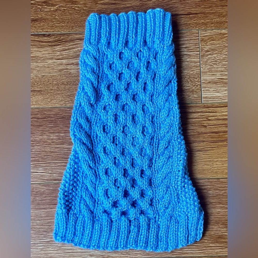 Sky Blue Hand Knit Dog Sweater